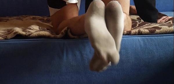  Worn, smelly white ankle socks